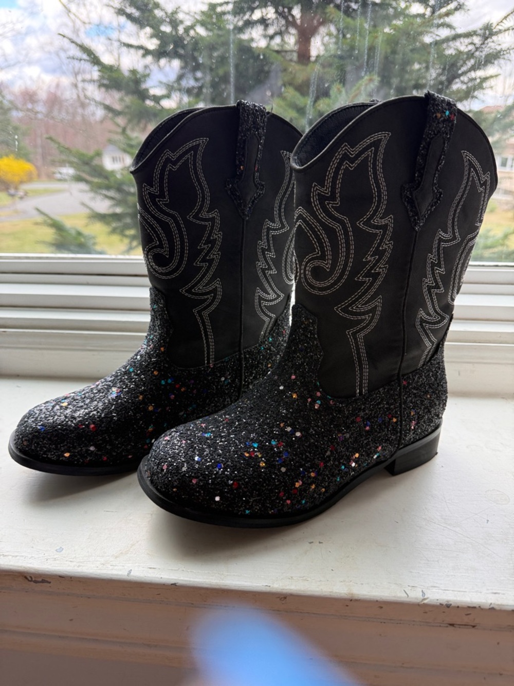 Black Glitter Western Cowboy Boots